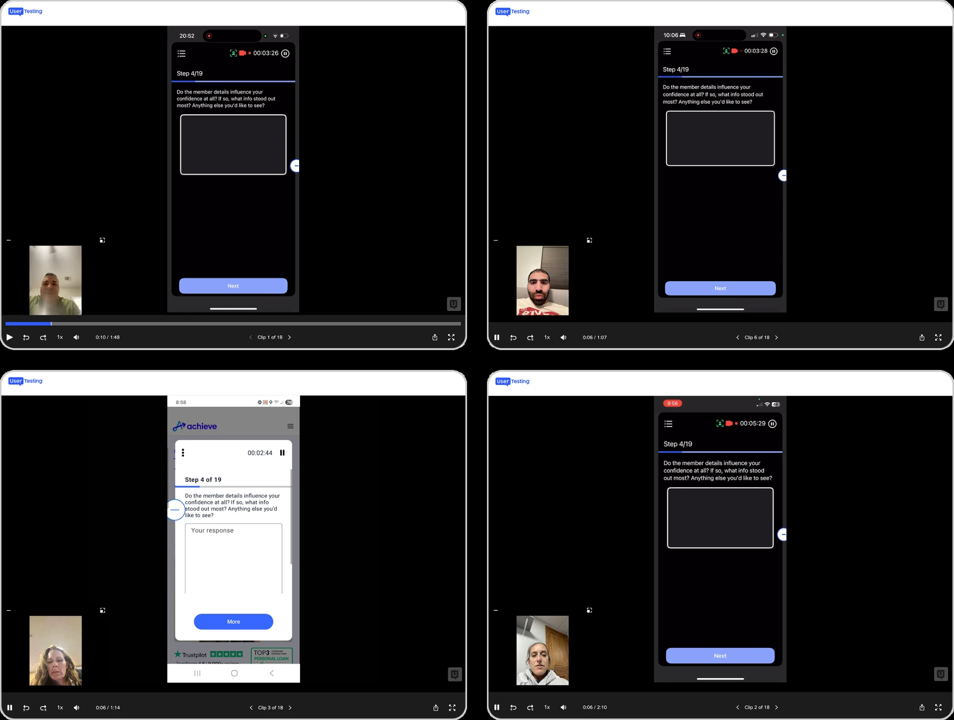 Remote user testing sessions