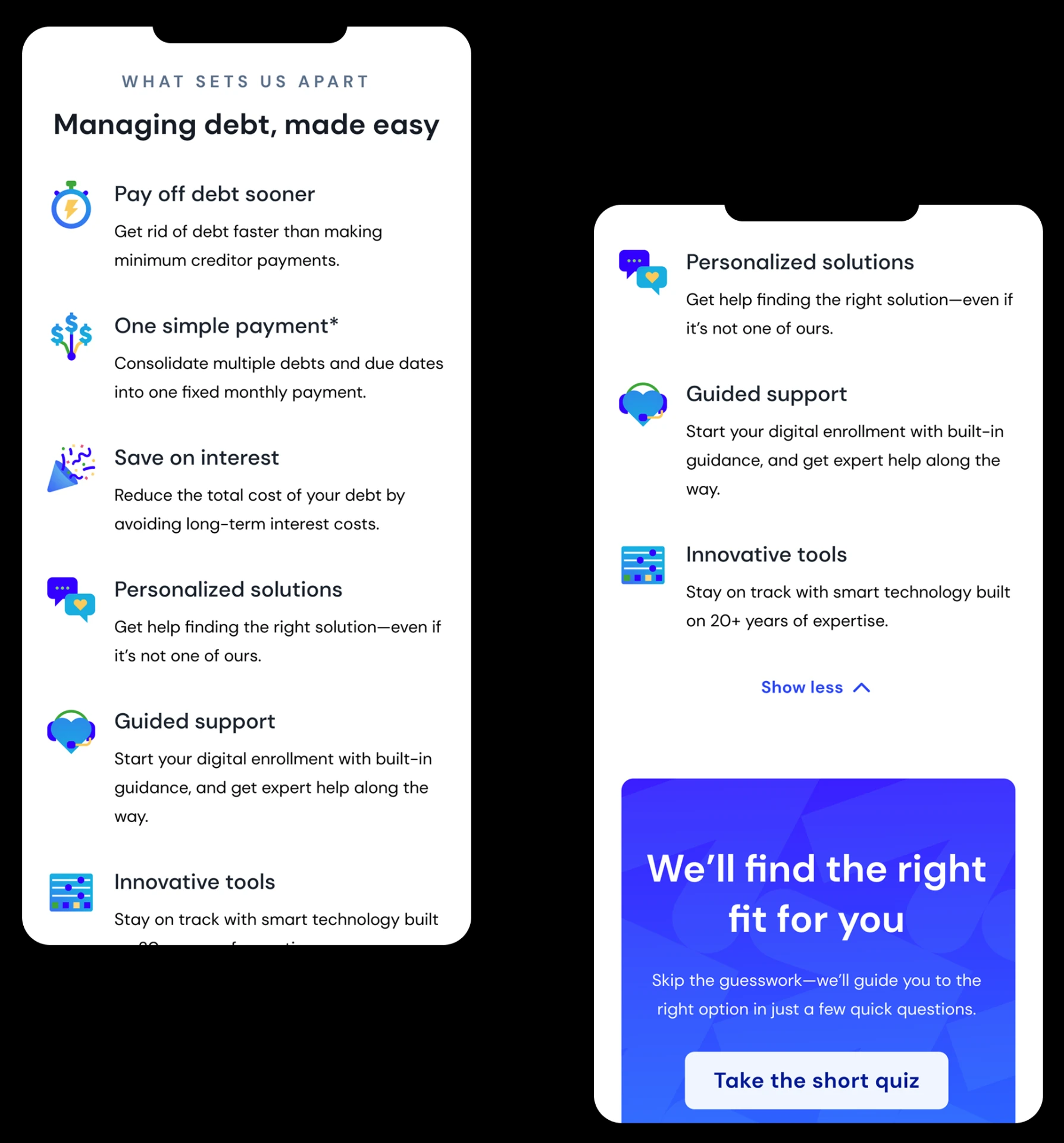 Value proposition modules on mobile